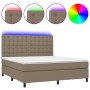Cama box spring colchón y luces LED tela gris taupe 160x200 cm de , Camas y somieres - Ref: Foro24-3135209, Precio: 614,55 €,...
