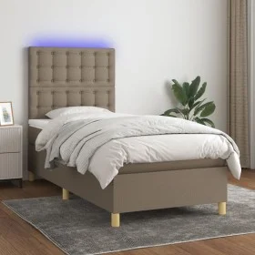 Cama box spring colchón y luces LED gris taupe 80x200 cm de , Camas y somieres - Ref: Foro24-3135713, Precio: 339,49 €, Descu...
