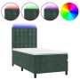 Cama box spring colchón y LED terciopelo verde oscuro 90x190 cm de , Camas y somieres - Ref: Foro24-3136338, Precio: 315,68 €...