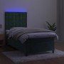 Cama box spring colchón y LED terciopelo verde oscuro 90x190 cm de , Camas y somieres - Ref: Foro24-3136338, Precio: 315,68 €...