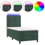 Cama box spring colchón y LED terciopelo verde oscuro 90x200 cm de , Camas y somieres - Ref: Foro24-3136344, Precio: 343,64 €...