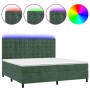 Cama box spring colchón y LED terciopelo verde oscuro 200x200cm de , Camas y somieres - Ref: Foro24-3136386, Precio: 704,18 €...
