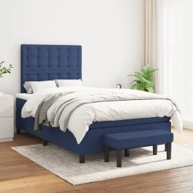 Cama box spring con colchón tela azul 120x200 cm de , Camas y somieres - Ref: Foro24-3136907, Precio: 468,05 €, Descuento: %