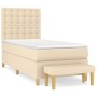 Cama box spring con colchón tela color crema 90x200 cm de , Camas y somieres - Ref: Foro24-3137450, Precio: 360,73 €, Descuen...