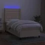 Box spring bed mattress and LED lights cream fabric 90x200 cm by , Beds and slatted bases - Ref: Foro24-3138610, Price: 343,3...