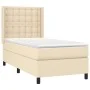 Box spring bed mattress and LED lights cream fabric 90x200 cm by , Beds and slatted bases - Ref: Foro24-3138610, Price: 343,3...