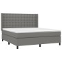 Cama box spring colchón y luces LED tela gris oscuro 160x200 cm de , Camas y somieres - Ref: Foro24-3138646, Precio: 621,08 €...