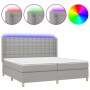 Cama box spring con colchón tela y LED gris claro 200x200 cm de , Camas y somieres - Ref: Foro24-3139221, Precio: 660,64 €, D...