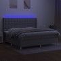 Cama box spring con colchón tela y LED gris claro 200x200 cm de , Camas y somieres - Ref: Foro24-3139221, Precio: 660,64 €, D...