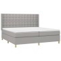 Cama box spring con colchón tela y LED gris claro 200x200 cm de , Camas y somieres - Ref: Foro24-3139221, Precio: 660,64 €, D...