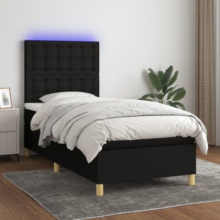 Cama box spring colchón y luces LED tela negro 80x200 cm de , Camas y somieres - Ref: Foro24-3135711, Precio: 309,31 €, Descu...