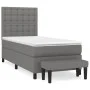 Box spring bed with dark gray fabric mattress 100x200 cm by , Beds and slatted bases - Ref: Foro24-3136894, Price: 383,41 €, ...