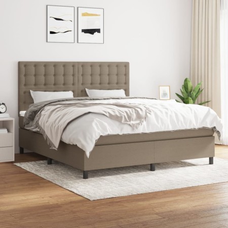 Cama box spring con colchón tela gris taupe 160x200 cm de , Camas y somieres - Ref: Foro24-3142109, Precio: 604,48 €, Descuen...