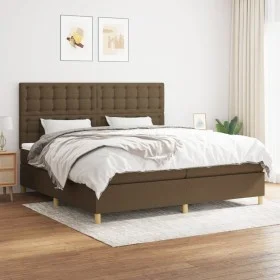 Cama box spring con colchón tela marrón oscuro 200x200 cm de , Camas y somieres - Ref: Foro24-3142684, Precio: 677,37 €, Desc...