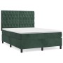 Cama box spring con colchón terciopelo verde oscuro 140x190 cm de , Camas y somieres - Ref: Foro24-3143202, Precio: 548,52 €,...