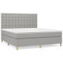 Cama box spring con colchón tela gris claro 160x200 cm de , Camas y somieres - Ref: Foro24-3142665, Precio: 562,03 €, Descuen...