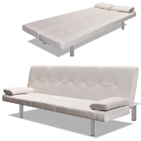 Sofá cama con dos cojines cuero artificial ajustable crema de vidaXL, Sofás - Ref: Foro24-241723, Precio: 189,06 €, Descuento: %