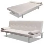 Sofá cama con dos cojines cuero artificial ajustable crema de vidaXL, Sofás - Ref: Foro24-241723, Precio: 183,04 €, Descuento: %