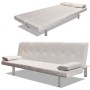 Sofá cama con dos cojines cuero artificial ajustable crema de vidaXL, Sofás - Ref: Foro24-241723, Precio: 189,06 €, Descuento: %