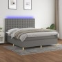 Cama box spring colchón y luces LED tela gris oscuro 160x200 cm de , Camas y somieres - Ref: Foro24-3135766, Precio: 604,27 €...
