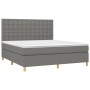 Cama box spring colchón y luces LED tela gris oscuro 160x200 cm de , Camas y somieres - Ref: Foro24-3135766, Precio: 604,27 €...