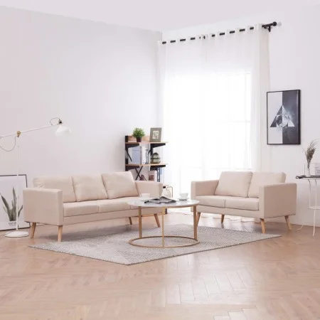 Conjunto de sofás 2 piezas tela color crema de , Sofás - Ref: Foro24-276851, Precio: 633,98 €, Descuento: %