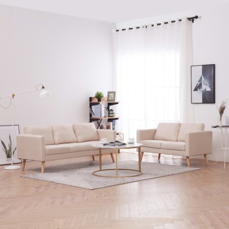 Conjunto de sofás 2 piezas tela color crema de , Sofás - Ref: Foro24-276851, Precio: 685,32 €, Descuento: %