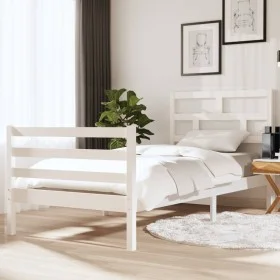 Estructura de cama individual de madera maciza blanco 90x190 cm de , Camas y somieres - Ref: Foro24-3101249, Precio: 106,31 €...