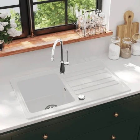 Fregadero reversible blanco crema de granito una cubeta escurridor de vidaXL, Fregaderos - Ref: Foro24-141671, Precio: 202,37...