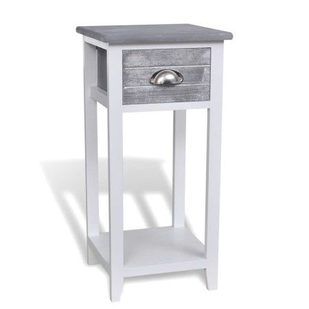 Mesita de noche con 1 cajón gris y blanca de vidaXL, Mesitas de noche - Ref: Foro24-242038, Precio: 49,08 €, Descuento: %