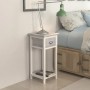 Mesita de noche con 1 cajón gris y blanca de vidaXL, Mesitas de noche - Ref: Foro24-242038, Precio: 49,08 €, Descuento: %