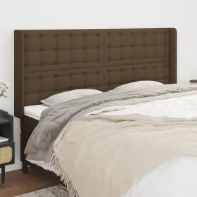 Headboard with dark brown fabric ears 203x16x118/128 cm by , Headboards and footboards - Ref: Foro24-3120039, Price: 150,63 €...
