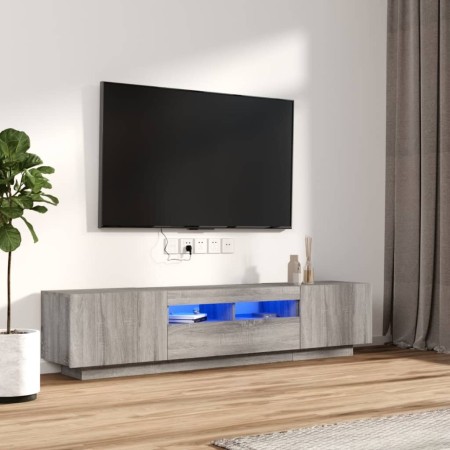 Set muebles TV con LEDs 2 pzas madera contrachapada gris Sonoma de , Muebles TV - Ref: Foro24-3120168, Precio: 111,47 €, Desc...