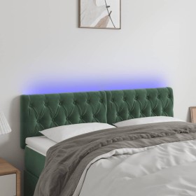 Cabecero con LED de terciopelo verde oscuro 144x7x78/88 cm de , Cabeceros y pies de cama - Ref: Foro24-3121999, Precio: 77,74...