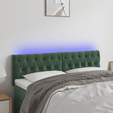 Cabecero con LED de terciopelo verde oscuro 144x7x78/88 cm de , Cabeceros y pies de cama - Ref: Foro24-3121999, Precio: 76,94...