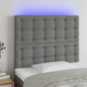 Cabecero con luces LED tela gris oscuro 100x5x118/128 cm de , Cabeceros y pies de cama - Ref: Foro24-3122849, Precio: 75,81 €...