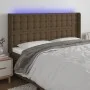 Dunkelbraunes Stoffkopfteil mit LED 203x16x118/128 cm von , Kopf- und Fußteile - Ref: Foro24-3124507, Preis: 153,73 €, Rabatt: %
