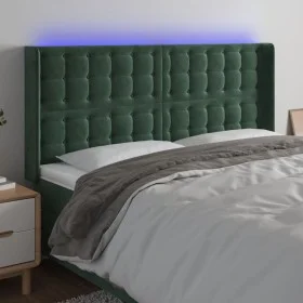 LED-Kopfteil aus dunkelgrünem Samt, 183 x 16 x 118/128 cm von , Kopf- und Fußteile - Ref: Foro24-3124545, Preis: 139,88 €, Ra...