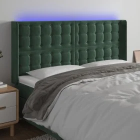 Dark green velvet headboard with LED 203x16x118/128 cm by , Headboards and footboards - Ref: Foro24-3124551, Price: 153,85 €,...
