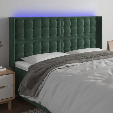 Dark green velvet headboard with LED 203x16x118/128 cm by , Headboards and footboards - Ref: Foro24-3124551, Price: 153,85 €,...