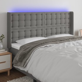 Cabecero con LED de tela gris oscuro 163x16x118/128 cm de , Cabeceros y pies de cama - Ref: Foro24-3124489, Precio: 179,12 €,...