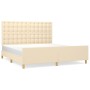 Estructura de cama con cabecero de tela color crema 160x200 cm de , Camas y somieres - Ref: Foro24-3125394, Precio: 239,73 €,...