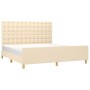 Estructura de cama con cabecero de tela color crema 160x200 cm de , Camas y somieres - Ref: Foro24-3125394, Precio: 239,73 €,...