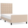Estructura de cama cabecero cuero sintético capuchino 90x190 cm de , Camas y somieres - Ref: Foro24-3125548, Precio: 153,13 €...