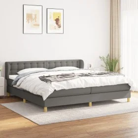 Box spring bed with dark gray fabric mattress 200x200 cm by , Beds and slatted bases - Ref: Foro24-3127150, Price: 592,22 €, ...