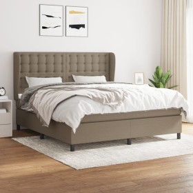 Cama box spring con colchón tela gris taupe 160x200 cm de , Camas y somieres - Ref: Foro24-3128297, Precio: 618,52 €, Descuen...