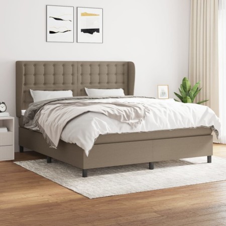 Cama box spring con colchón tela gris taupe 160x200 cm de , Camas y somieres - Ref: Foro24-3128297, Precio: 618,52 €, Descuen...