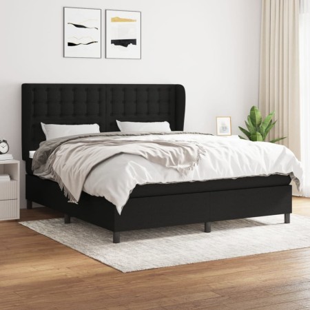 Cama box spring con colchón tela negro 160x200 cm de , Camas y somieres - Ref: Foro24-3128295, Precio: 608,23 €, Descuento: %