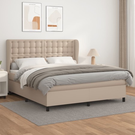 Cama box spring con colchón cuero sintético capuchino 180x200cm de , Camas y somieres - Ref: Foro24-3129050, Precio: 668,53 €...