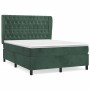 Cama box spring con colchón terciopelo verde oscuro 140x200 cm de , Camas y somieres - Ref: Foro24-3129396, Precio: 570,81 €,...